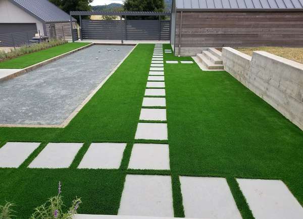 artificial grass with pavers